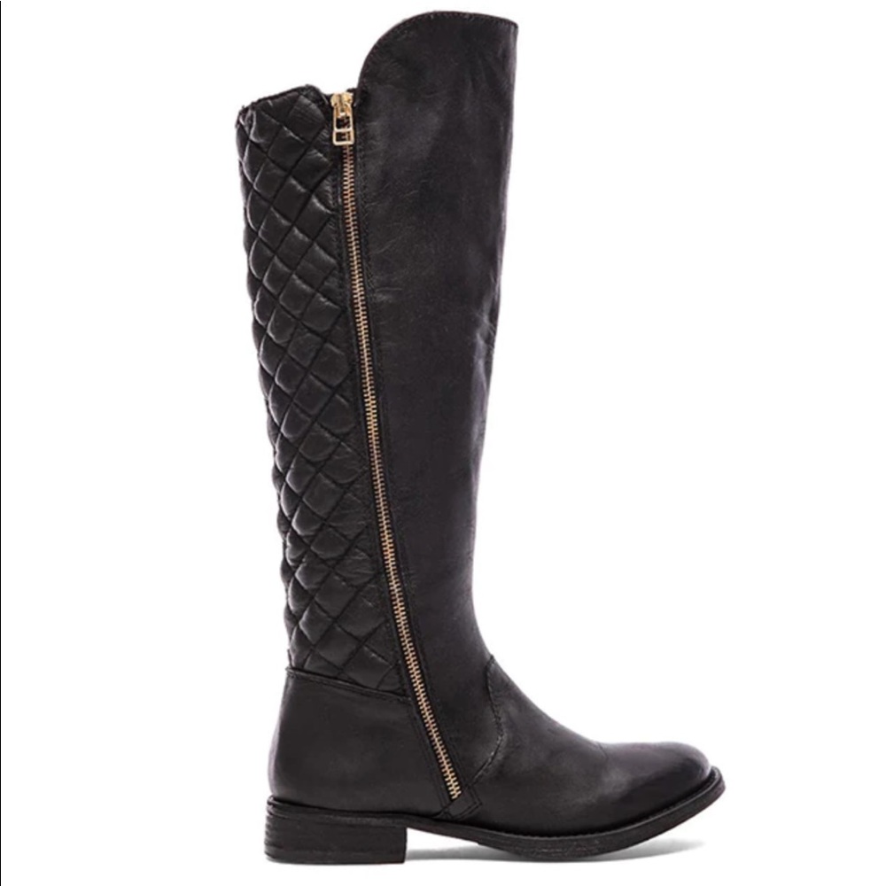 SOLD OUT Steve Madden | Northside Moto Black Leather Mid Calf Heel Boot 6